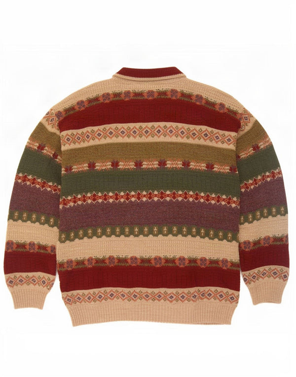 Vintage Mens Crew Neck Jumper Sweater IT 50 Medium Multicoloured Fair Isle