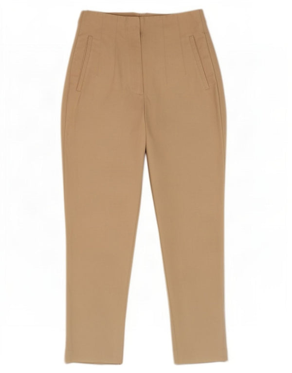 Zara Womens High Waist Tapered Cropped Trousers Small W26 L26 Beige