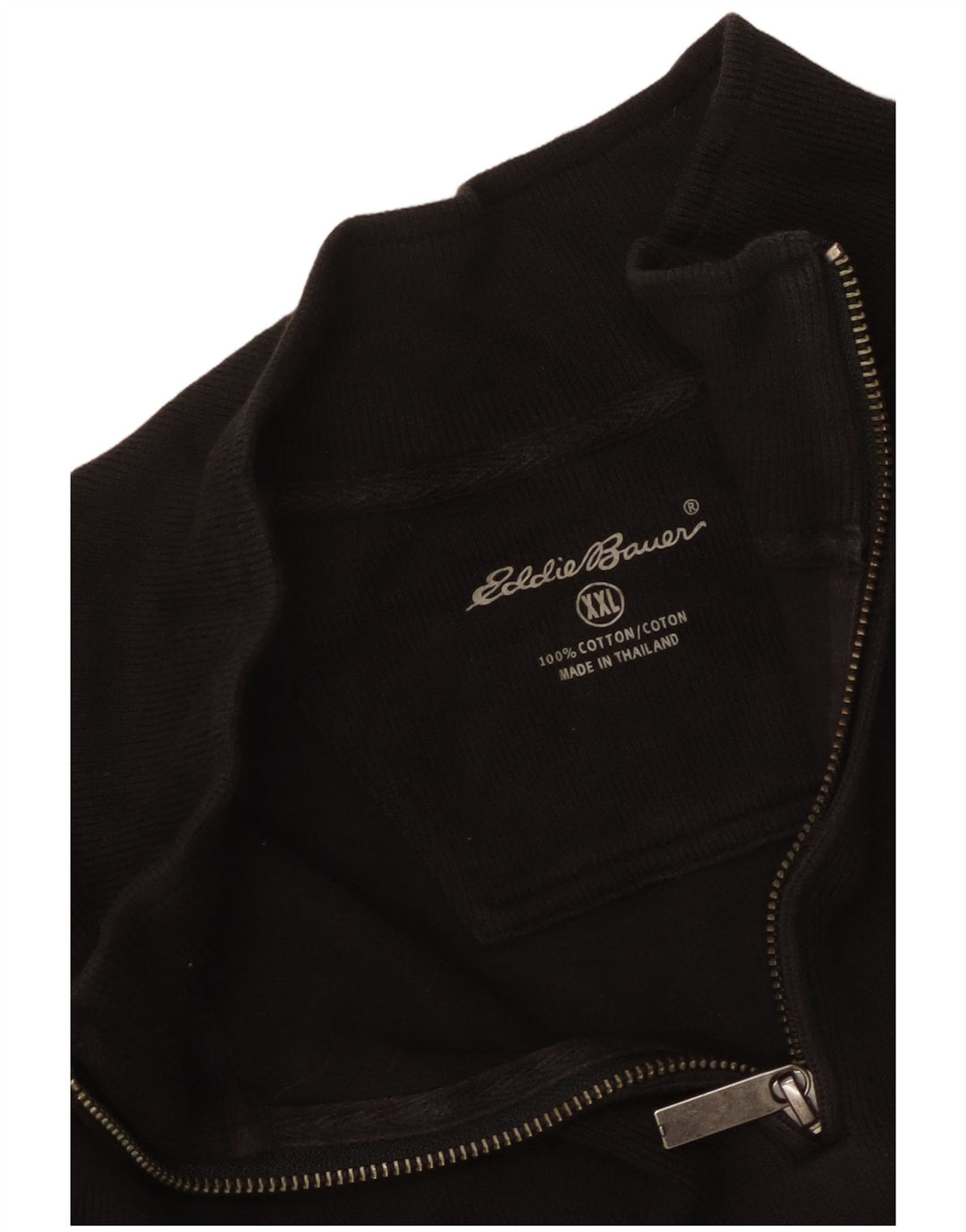 EDDIE BAUER Mens Zip Neck Sweatshirt Jumper XL Black Cotton