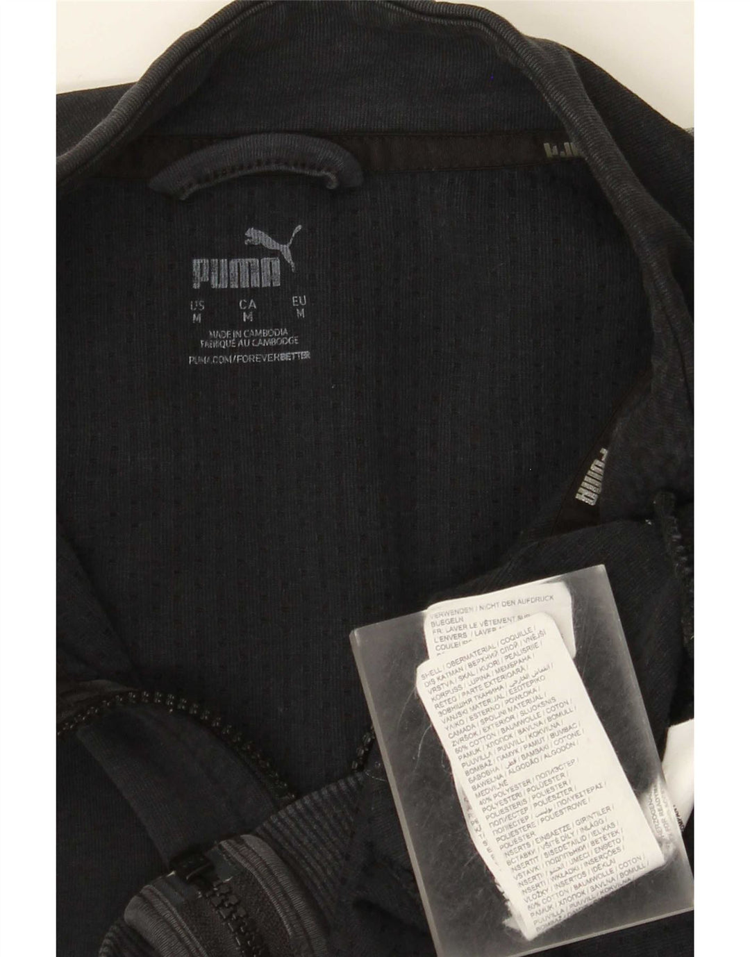 Puma Mens Tracksuit Top Jacket Medium Black Colourblock Cotton
