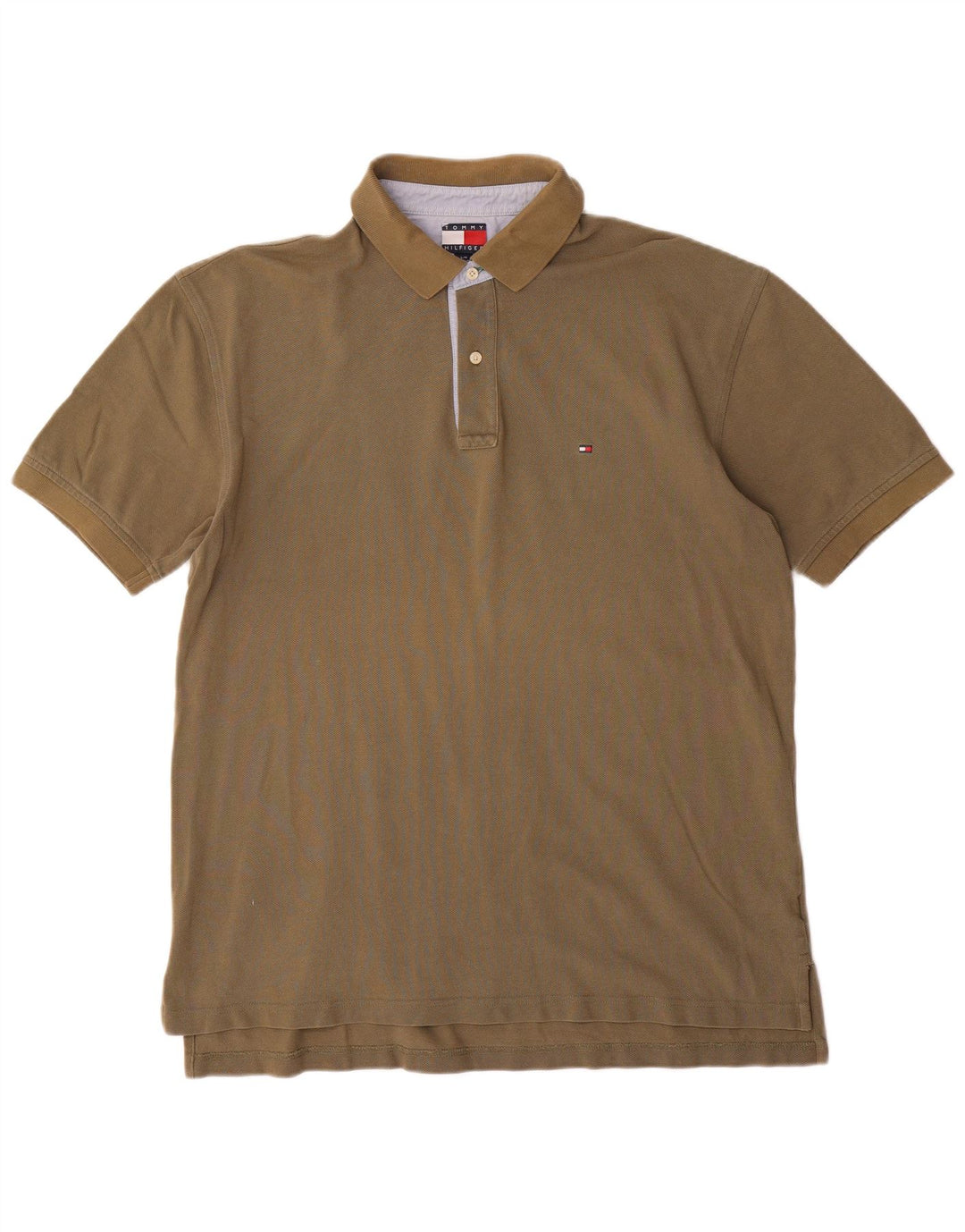 TOMMY HILFIGER Mens Polo Shirt Large Khaki Cotton