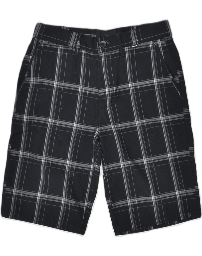 HURLEY Mens Casual Shorts W28 Small  Black Check Polyester | Vintage Hurley | Thrift | Second-Hand Hurley | Used Clothing | Messina Hembry 