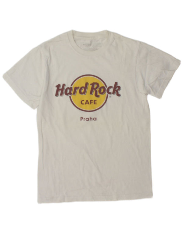 Hard Rock Cafe Mens Praha Graphic T-Shirt Top Small White Cotton