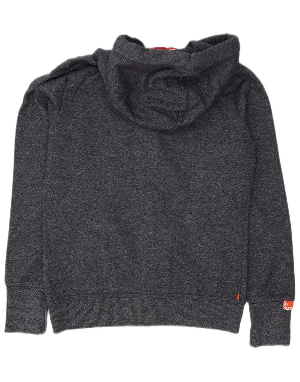 Superdry Mens Zip Hoodie Sweater Medium Grey Flecked Cotton