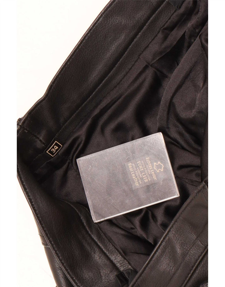 Vintage Mens Straight Leather Trousers W34 L30 Black