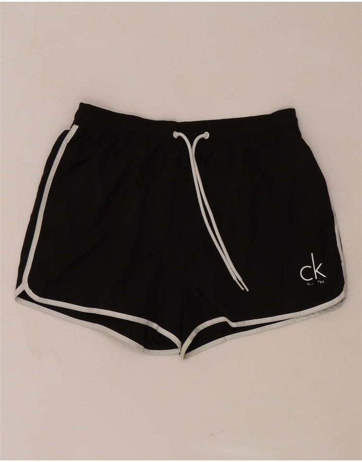 Calvin Klein Womens Swimming Shorts UK 10 Small  Black Polyester