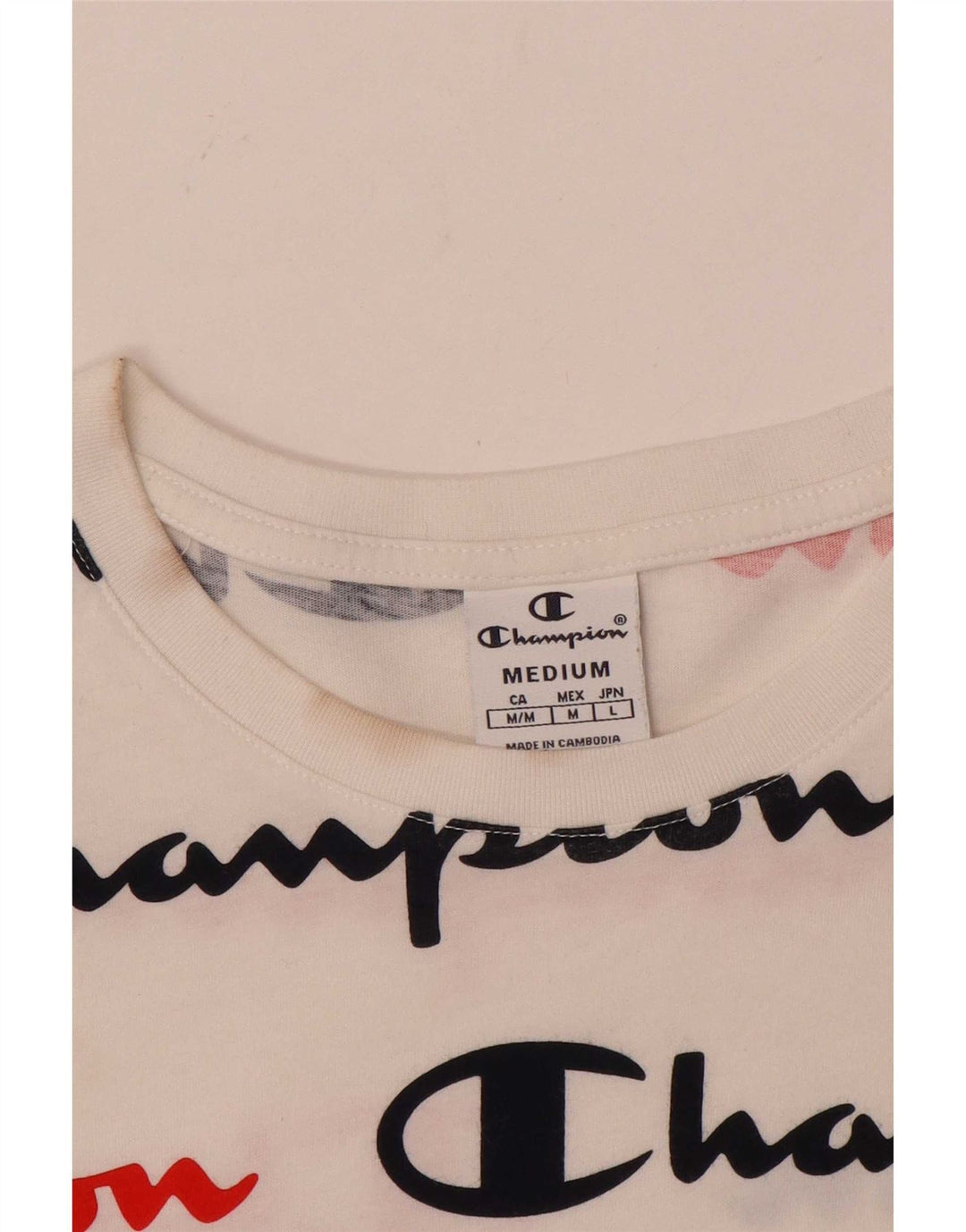Champion Womens Graphic T-Shirt Top UK 12 Medium White