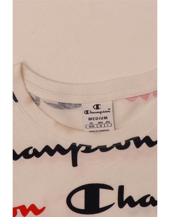 Champion Womens Graphic T-Shirt Top UK 12 Medium White