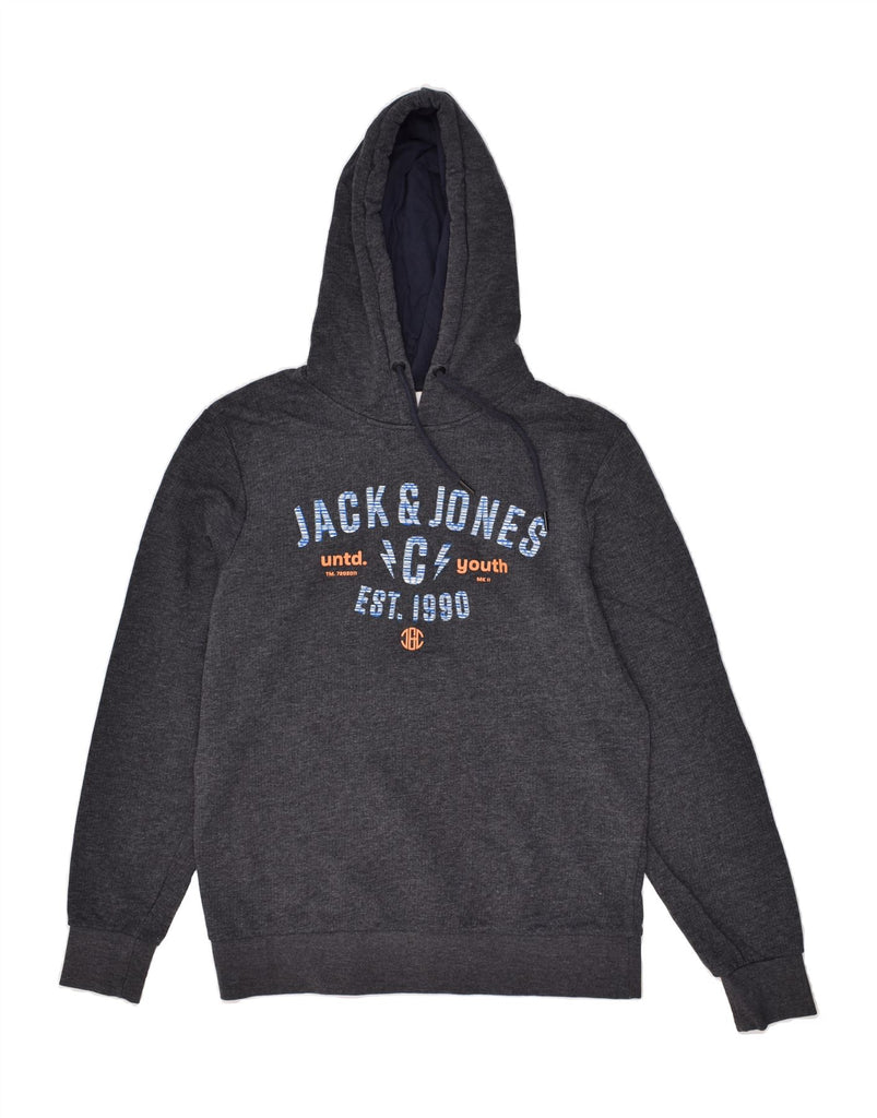 JACK & JONES Mens Graphic Hoodie Jumper Medium Grey | Vintage Jack & Jones | Thrift | Second-Hand Jack & Jones | Used Clothing | Messina Hembry 