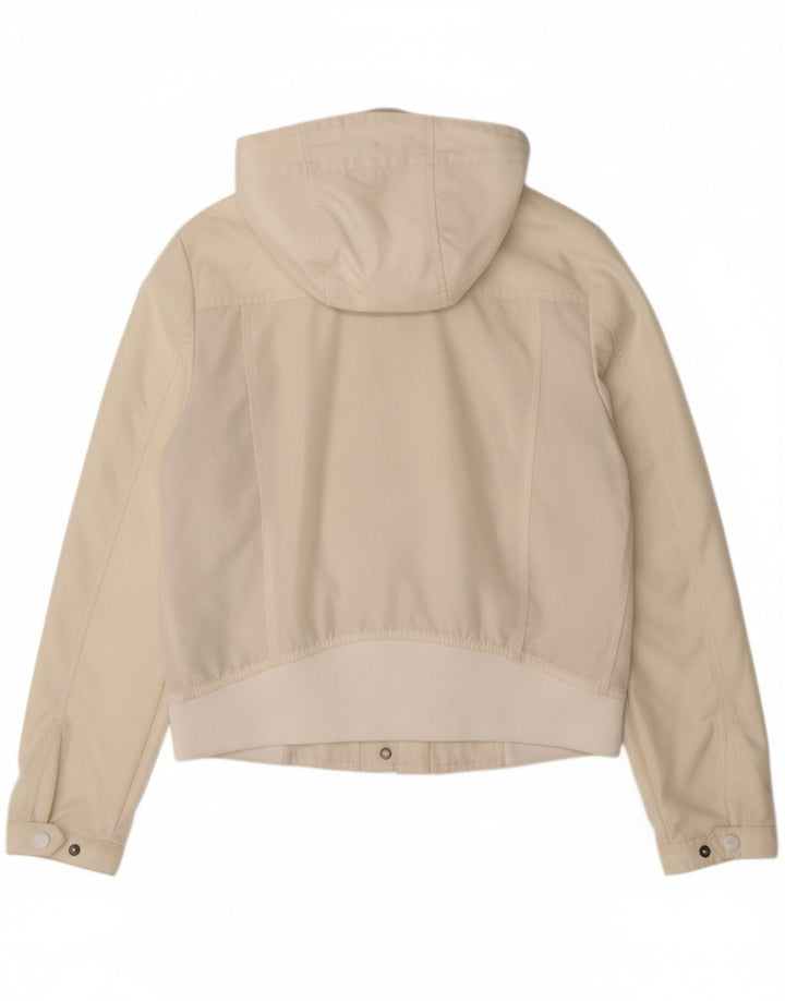 WOOLRICH Womens Hooded Bomber Jacket UK 16 Large Off White Nylon Vintage Woolrich and Second-Hand Woolrich from Messina Hembry 