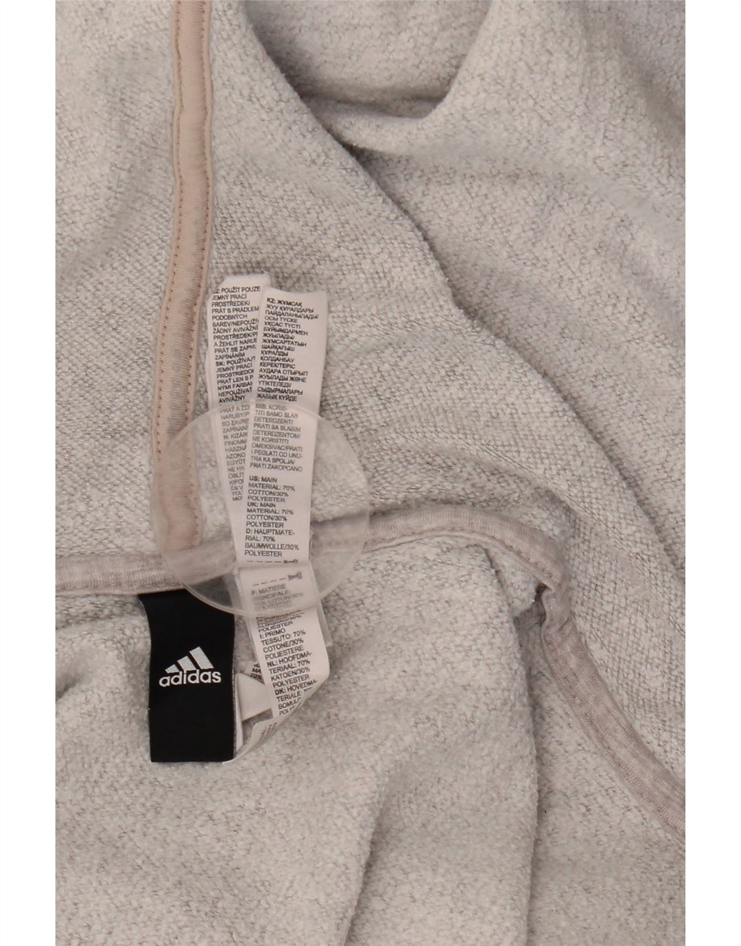 Adidas Mens Zip Hoodie Sweater Large Grey Cotton