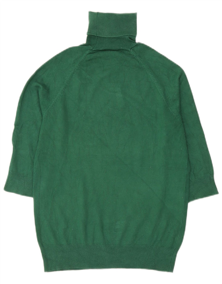 Zara Womens 3/4 Sleeve Roll Neck Jumper Sweater UK 12 Medium Green
