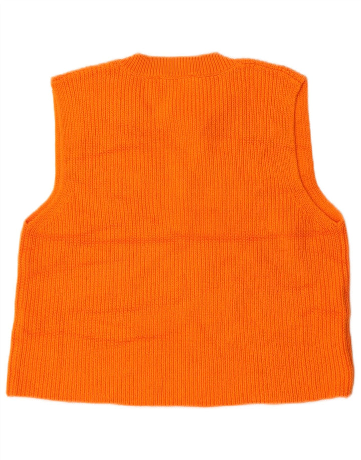 Zara Womens Crop Vest Tank Top UK 14 Medium Orange Cotton