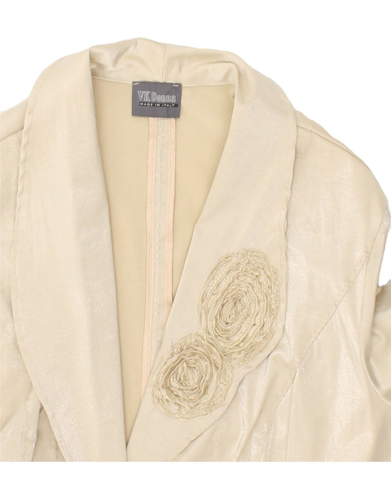 VINTAGE Womens 1 Button Blazer Jacket IT 48 XL Beige Polyester Flower | Vintage Vintage | Thrift | Second-Hand Vintage | Used Clothing | Messina Hembry 