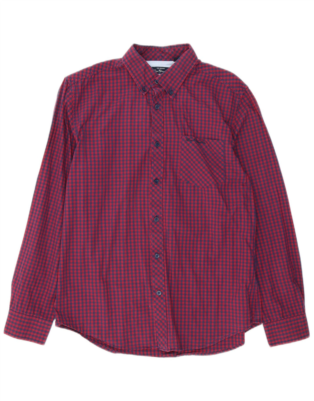 BEN SHERMAN Mens Shirt Medium Red Gingham Cotton