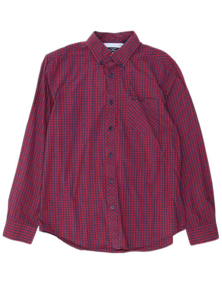 BEN SHERMAN Mens Shirt Medium Red Gingham Cotton