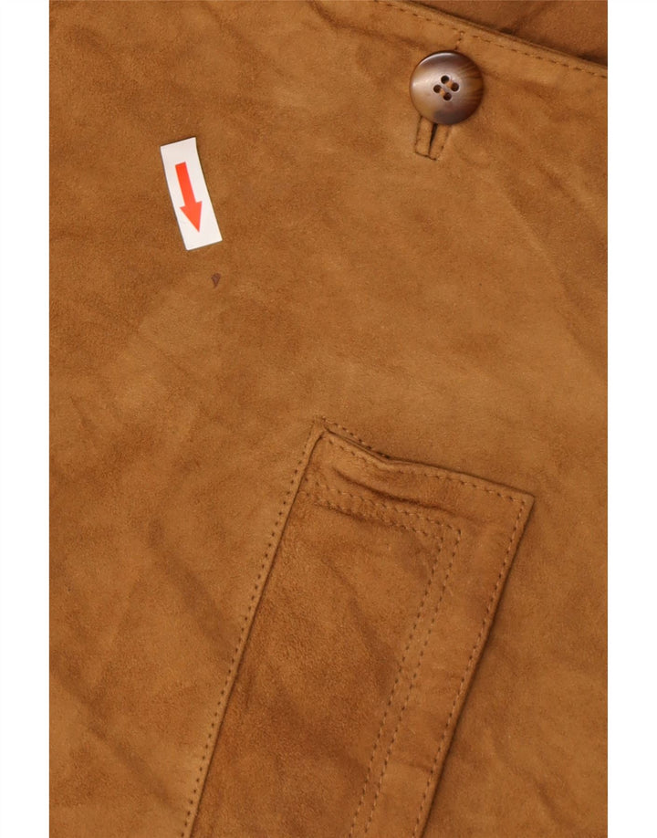 VINTAGE Womens Oversized 3 Button Suede Blazer Jacket UK 10 Small Beige