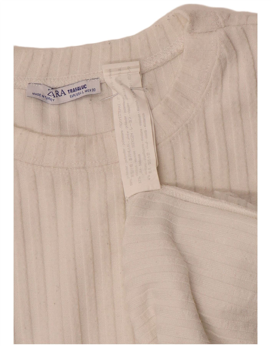 Zara Womens Trafaluc Oversized Top Long Sleeve UK 16 Large White Polyester