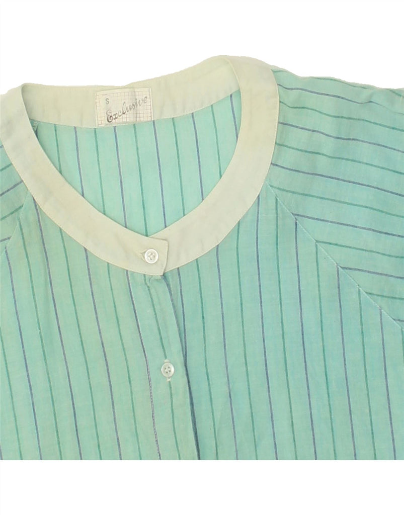 VINTAGE Womens Blouse Top UK 10 Small Green Striped | Vintage Vintage | Thrift | Second-Hand Vintage | Used Clothing | Messina Hembry 