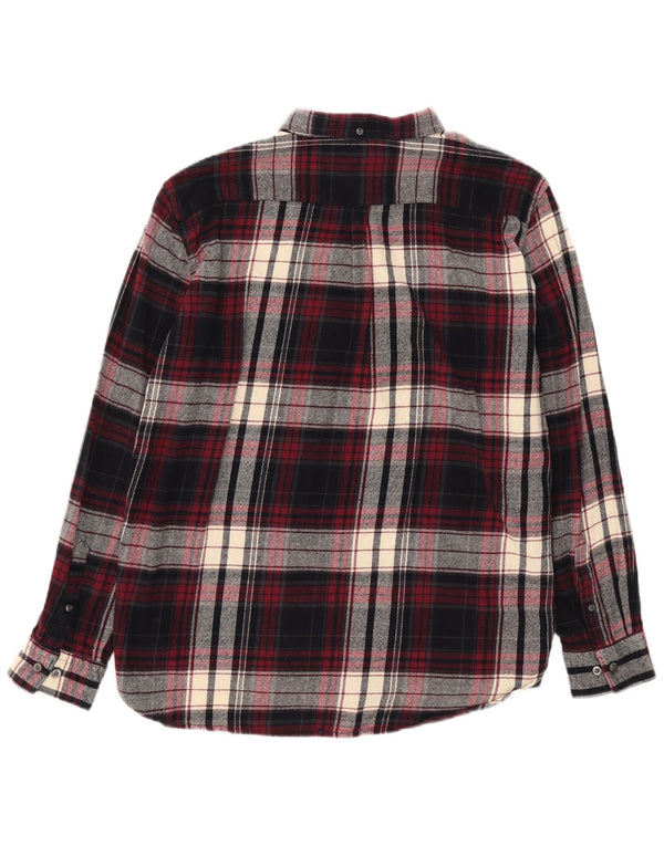 French Connection Mens Flannel Shirt 2XL Burgundy Check Cotton