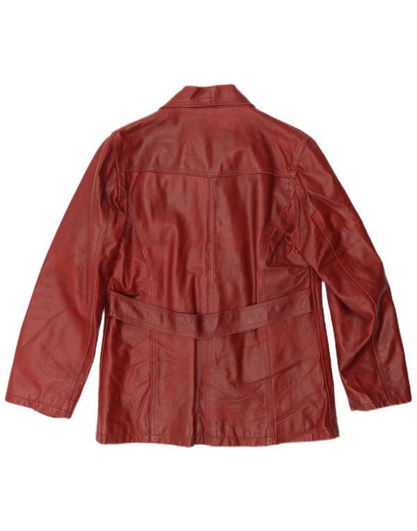Bayside Womens Leather Jacket UK 14 Large Burgundy Leather