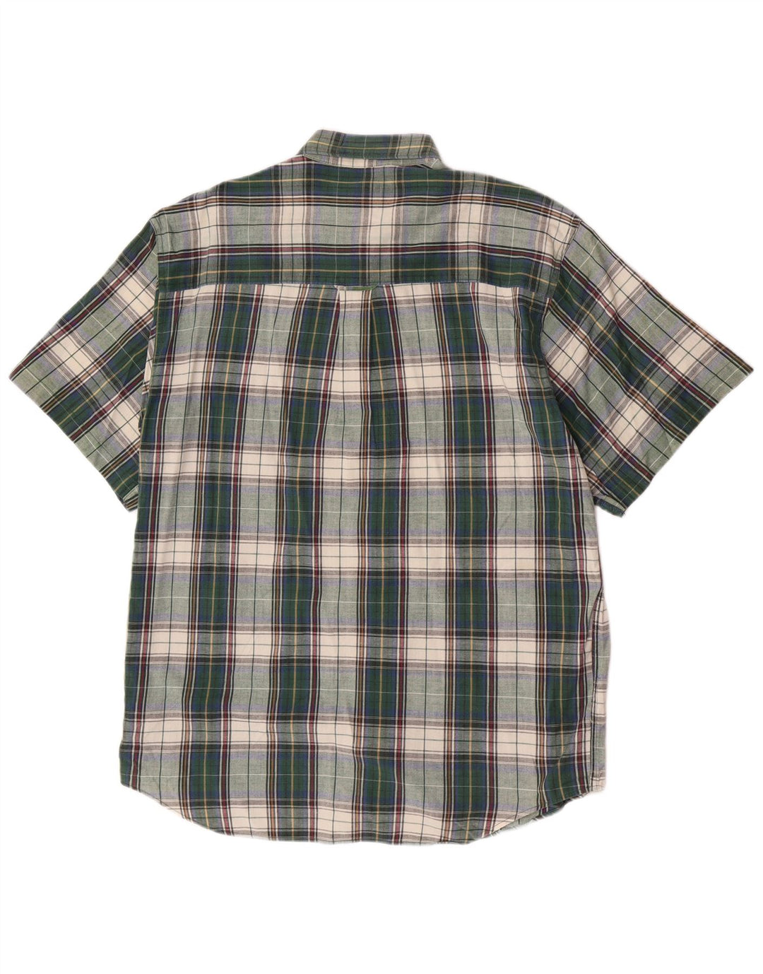 Eddie Bauer Mens Short Sleeve Regular Fit Shirt Medium Green Check Cotton