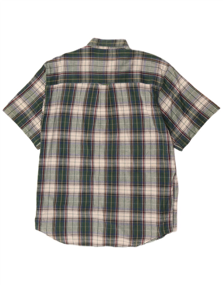 Eddie Bauer Mens Short Sleeve Regular Fit Shirt Medium Green Check Cotton