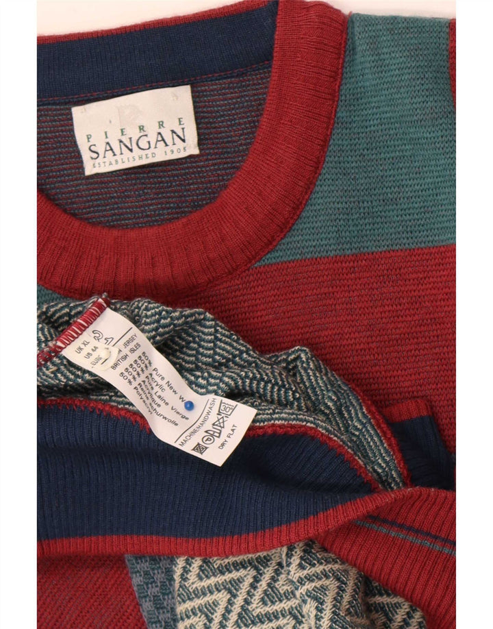 Pierre Sangan Mens Crew Neck Jumper Sweater XL Multicoloured Colourblock