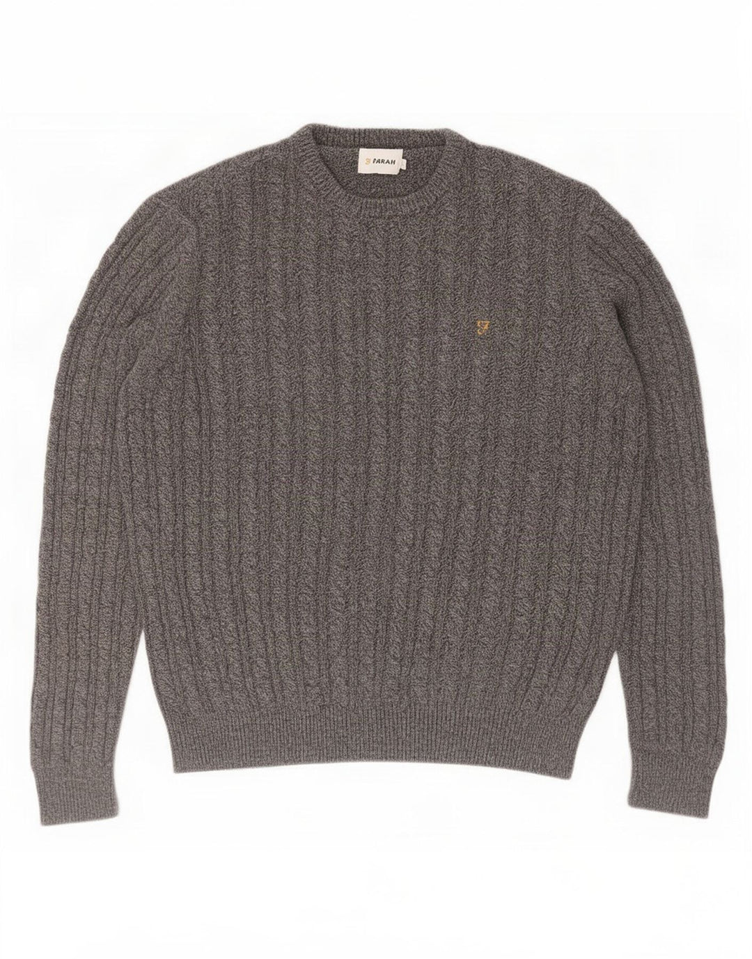 Farah Mens Crew Neck Jumper Sweater Large Grey Cotton