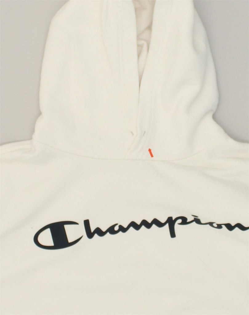 CHAMPION Mens Graphic Hoodie Jumper Small White Cotton | Vintage Champion | Thrift | Second-Hand Champion | Used Clothing | Messina Hembry 