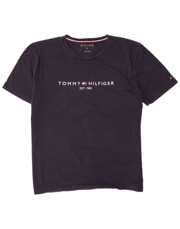 Tommy Hilfiger Mens Regular Fit Graphic T-Shirt Top 3XL Navy Blue Cotton