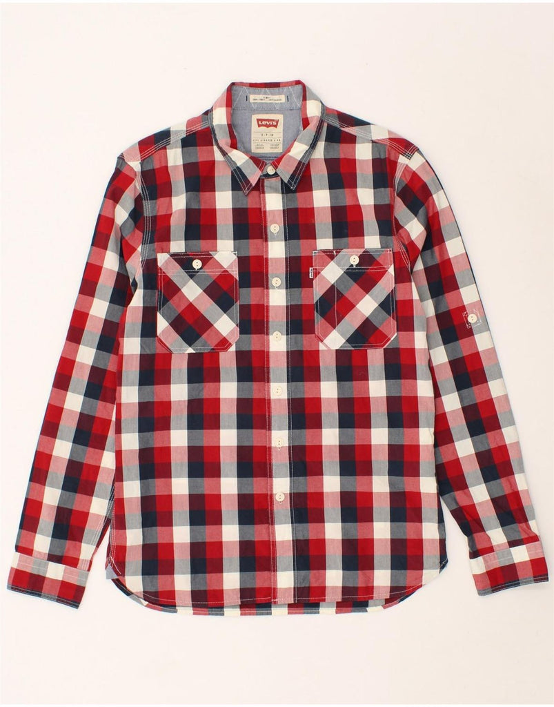 LEVI'S Mens Slim Fit Shirt Small Red Check Cotton Vintage Levi's and Second-Hand Levi's from Messina Hembry 