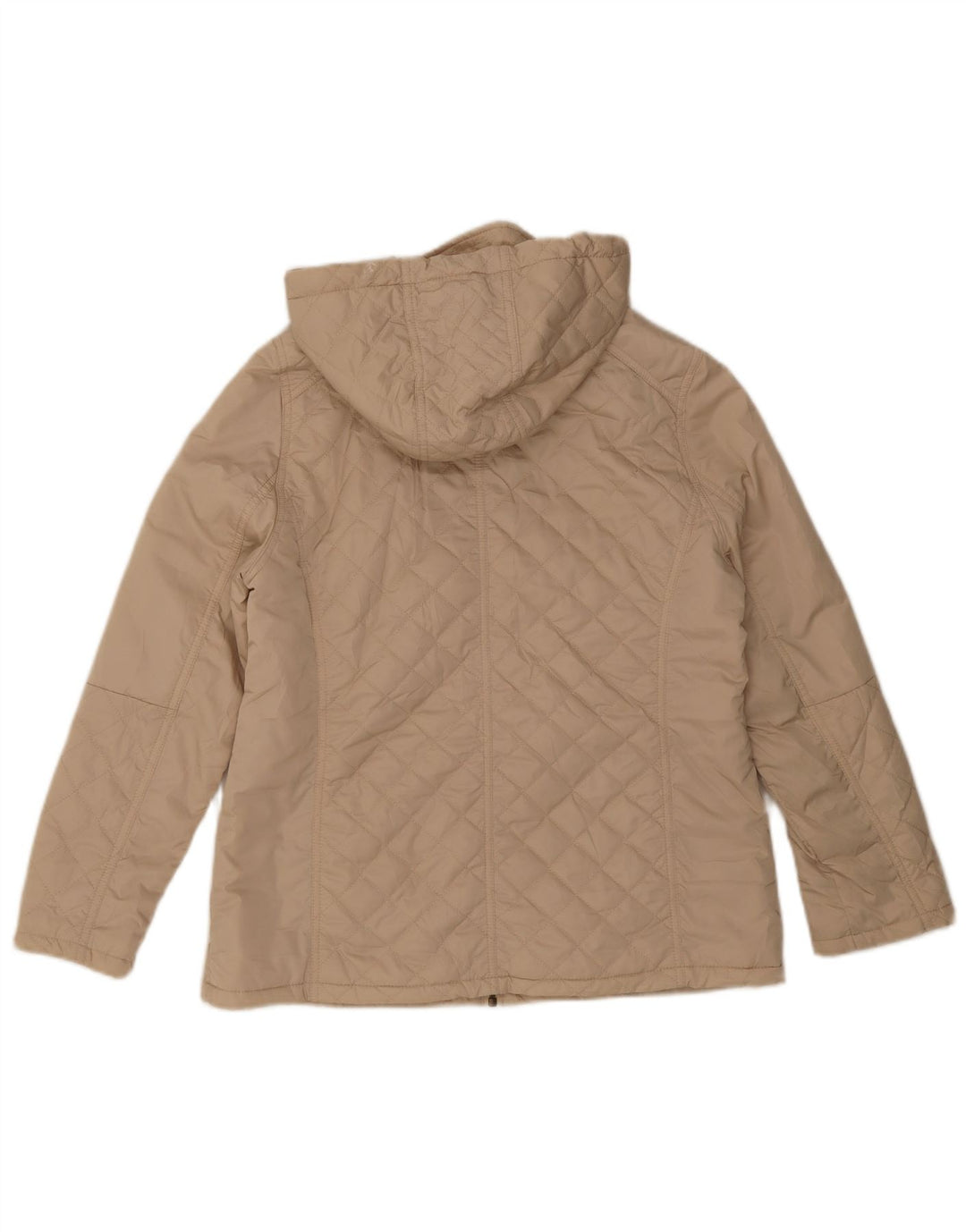 Marks & Spencer Womens Hooded Quilted Jacket UK 12 Medium  Beige