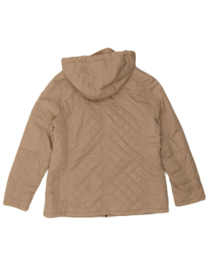 Marks & Spencer Womens Hooded Quilted Jacket UK 12 Medium  Beige