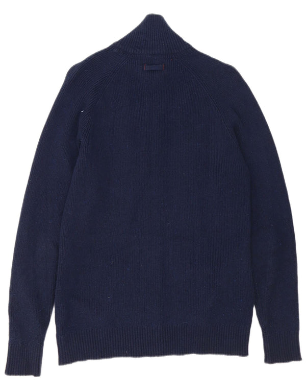 Jack & Jones Mens Cardigan Sweater Medium Navy Blue Cotton