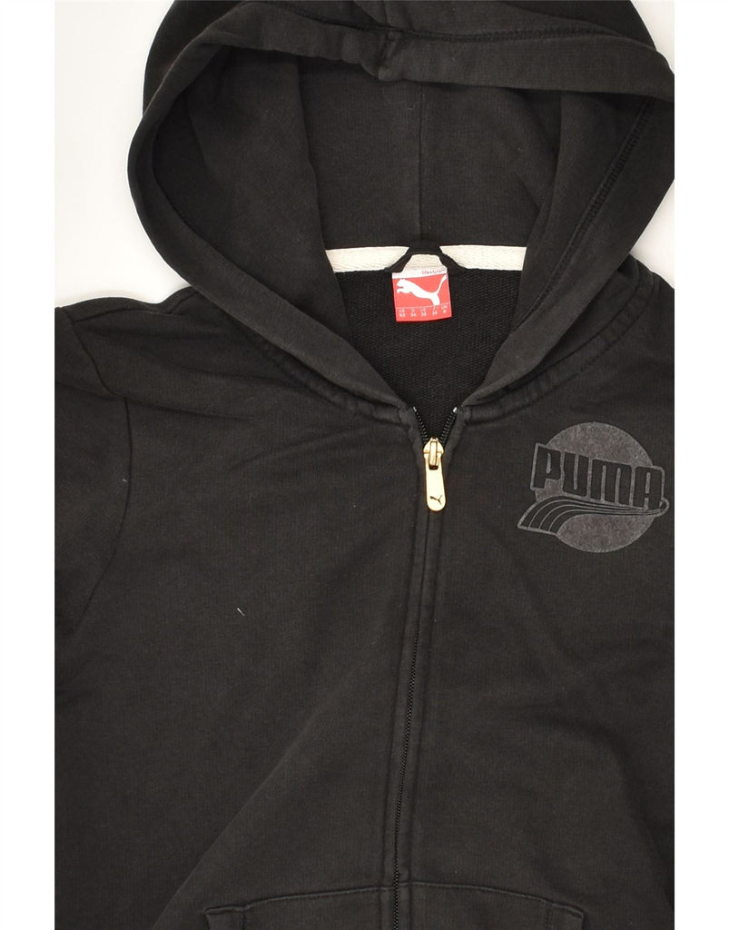 PUMA Womens Zip Hoodie Sweater UK 8 Small  Black Cotton | Vintage Puma | Thrift | Second-Hand Puma | Used Clothing | Messina Hembry 