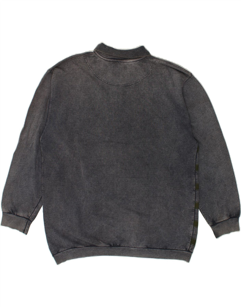 VINTAGE Mens Polo Neck Sweatshirt Jumper Large Grey Striped | Vintage Vintage | Thrift | Second-Hand Vintage | Used Clothing | Messina Hembry 