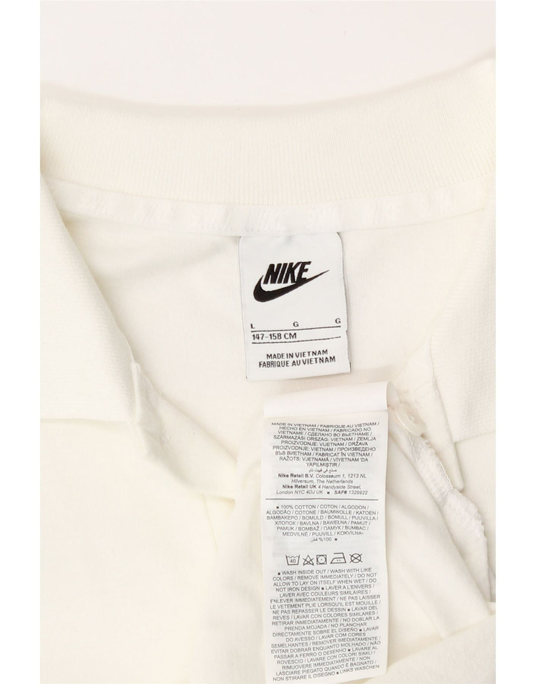Nike Boys Polo Shirt 12-13 Years Large White Cotton
