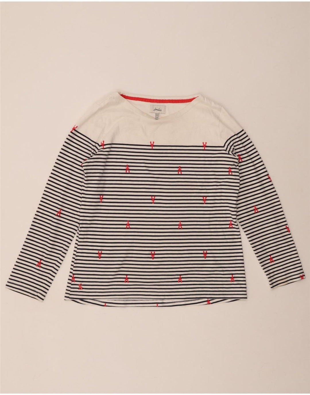 JOULES Womens Top Long Sleeve UK 14 Large White Striped