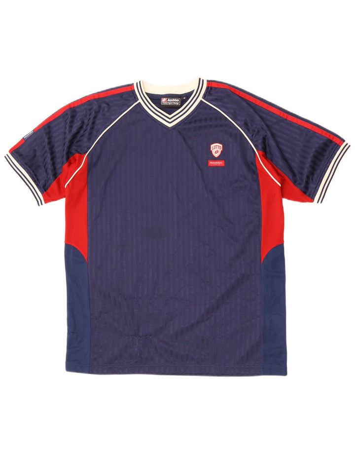 Lotto Mens T-Shirt Top Medium Navy Blue Colourblock Polyester