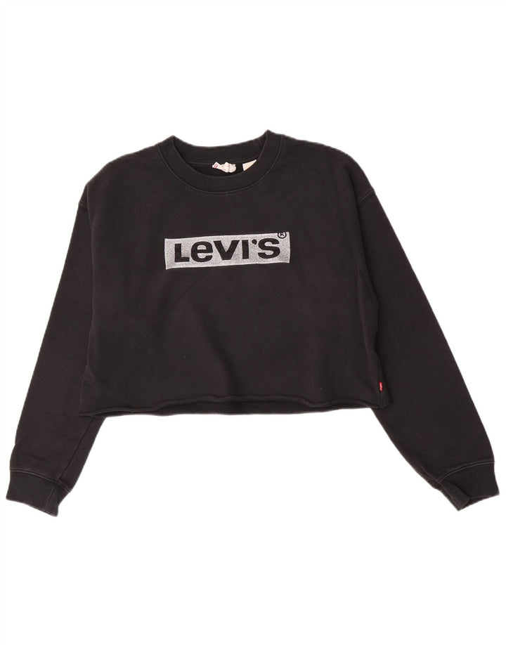 Levi's Womens Graphic Oversized Sweatshirt Jumper UK 10 Small Black Cotton