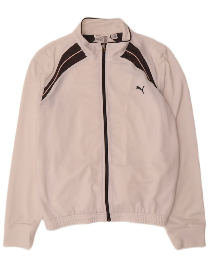 Puma Womens Tracksuit Top Jacket UK 14 Large White Colourblock Polyester