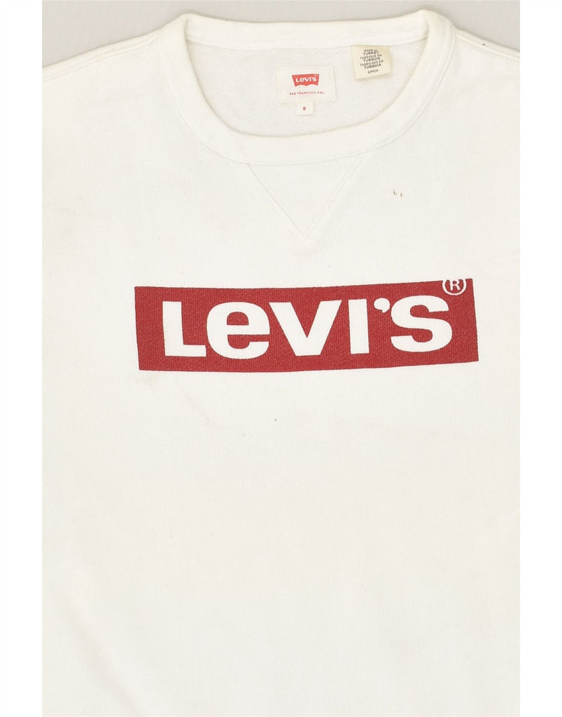 LEVI'S Mens Graphic Sweatshirt Jumper Small White Cotton | Vintage Levi's | Thrift | Second-Hand Levi's | Used Clothing | Messina Hembry 