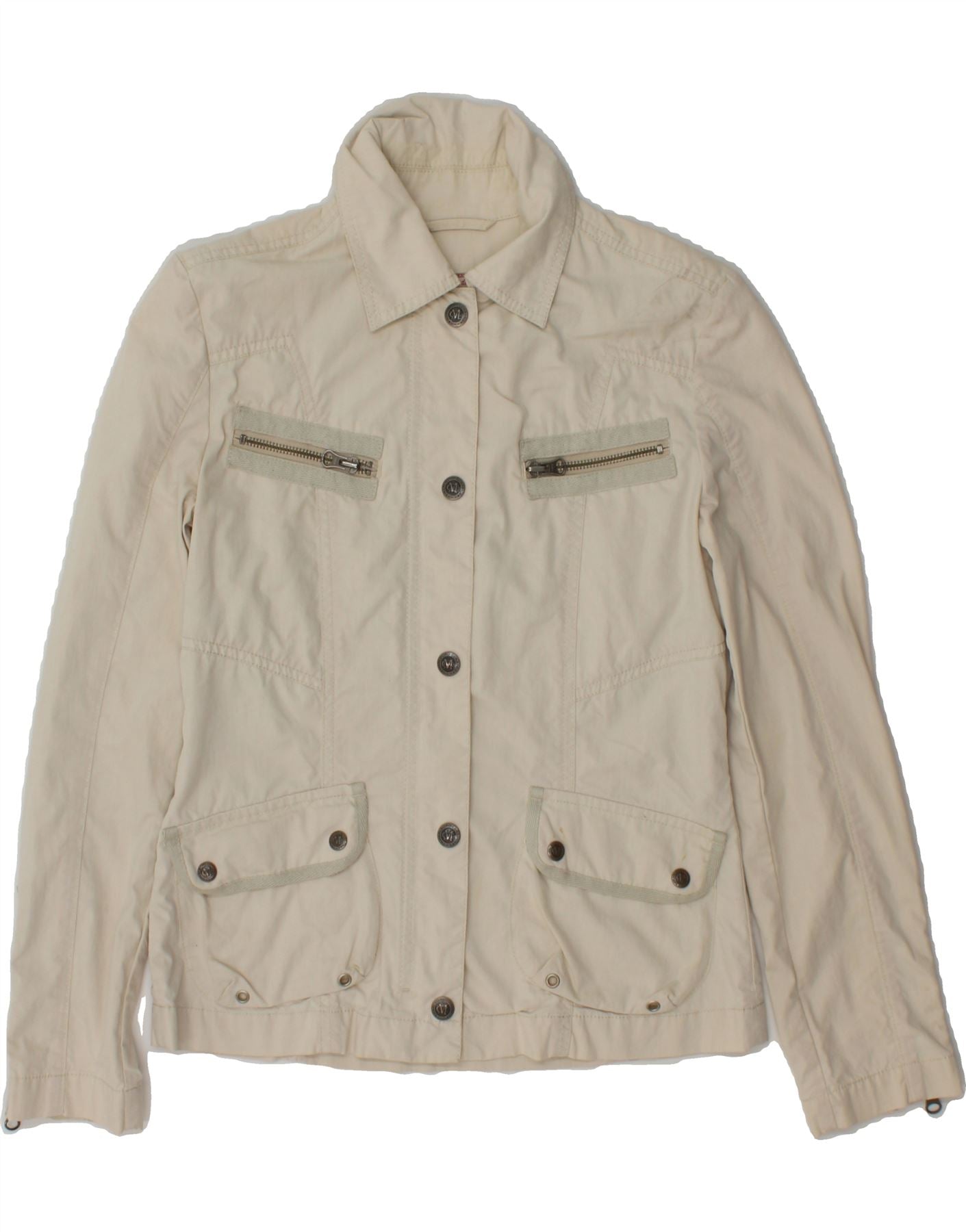 MARLBORO CLASSICS Womens Utility Jacket UK 10 Small Off White