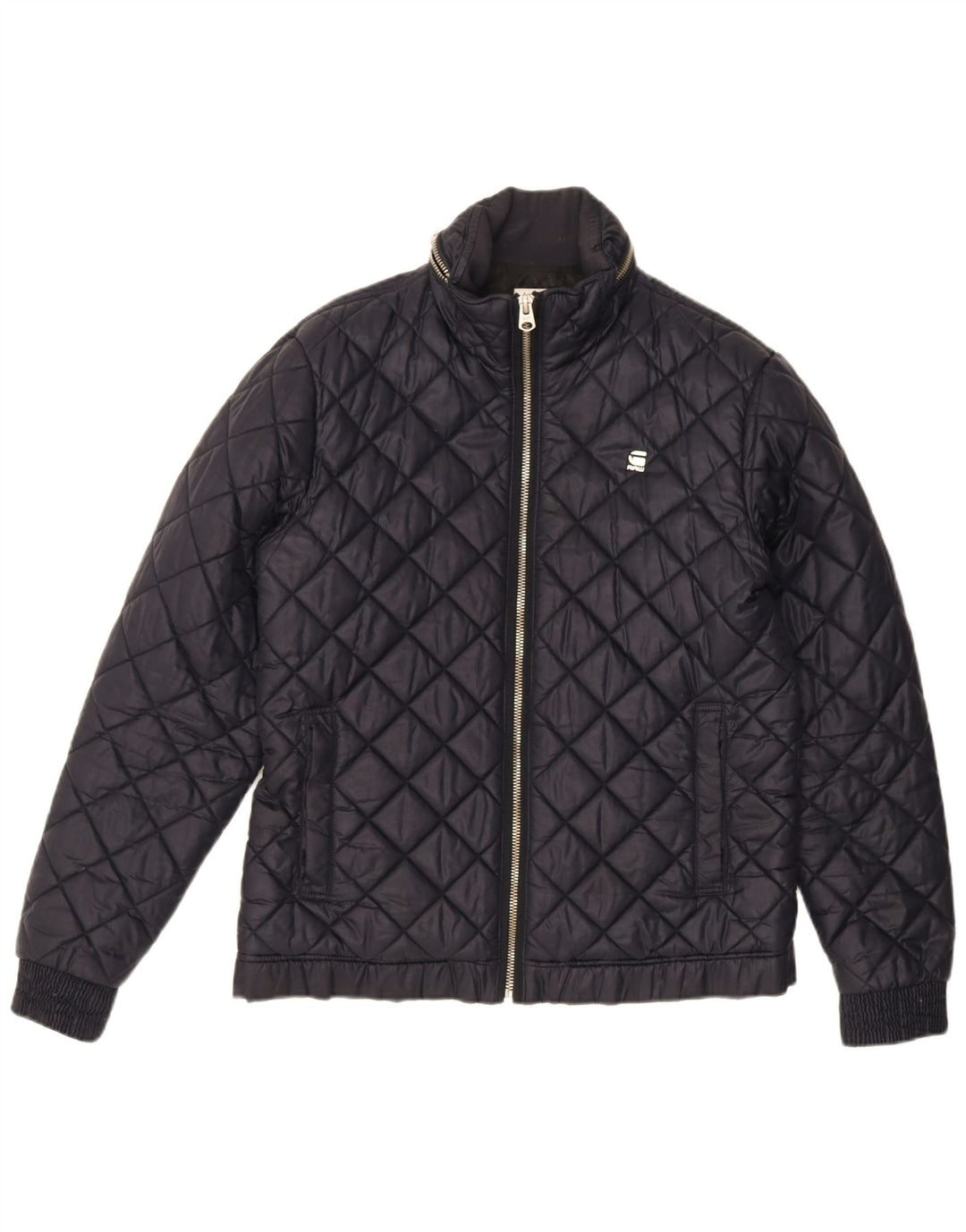 G-Star Mens Hooded Quilted Jacket UK 42 XL Navy Blue Polyester