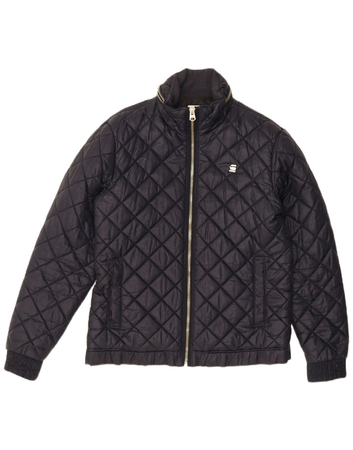 G-Star Mens Hooded Quilted Jacket UK 42 XL Navy Blue Polyester