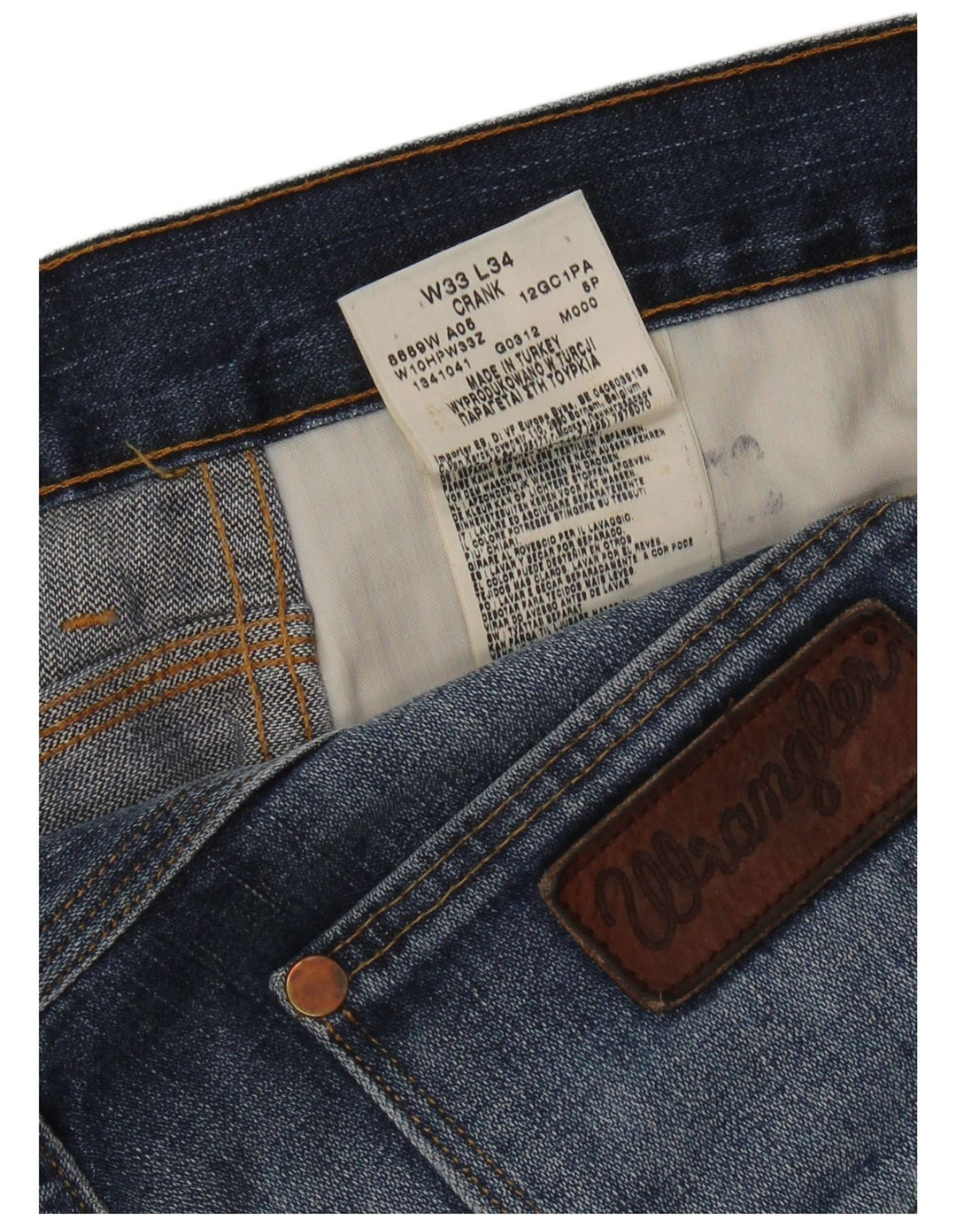 WRANGLER Mens Crank Straight Jeans W33 L34 Blue Cotton