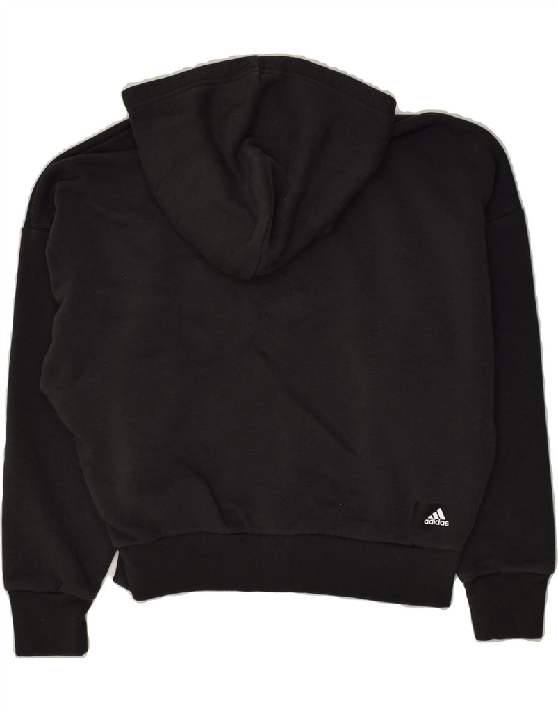 ADIDAS Womens Graphic Hoodie Jumper UK 8/10 Small Black Cotton | Vintage Adidas | Thrift | Second-Hand Adidas | Used Clothing | Messina Hembry 