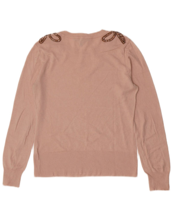Oasis Womens Boat Neck Jumper Sweater UK 10 Small Pink Viscose
