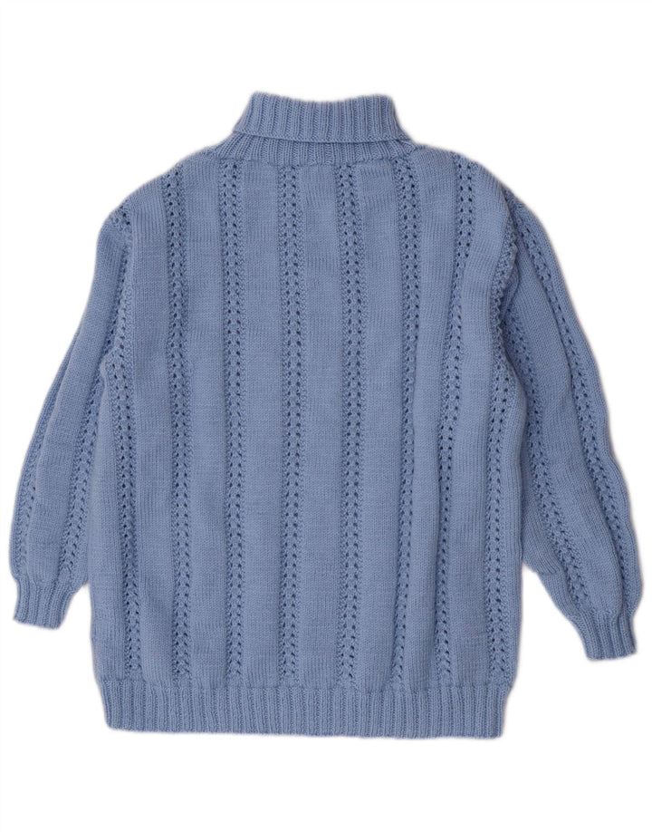 Vintage Womens Roll Neck Jumper Sweater UK 14 Large Blue